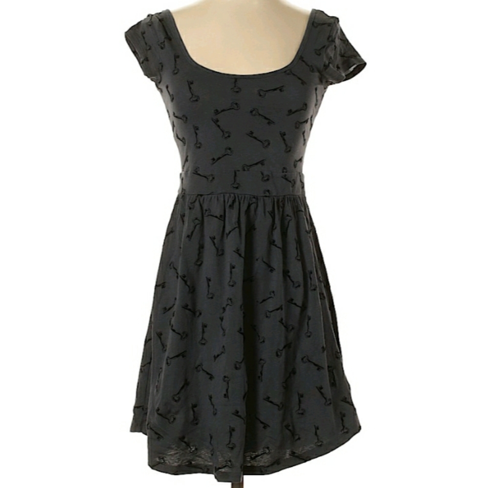 Gray Key Skater Dress